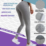 TikTok Leggings Women Gym Leggings High Waist Yoga Pants Butt-Lifting Trousers Tights Honeycomb Runnning Trousers - FUNDA