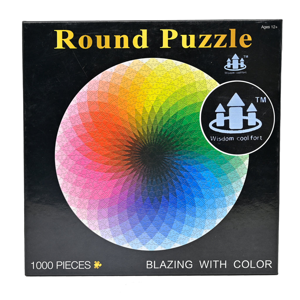Wisdom Cool Fort 1000 Pieces Jigsaw Puzzles for Adults and Kids, Challenging Gradient Color Rainbow Round Puzzle - FUNDA